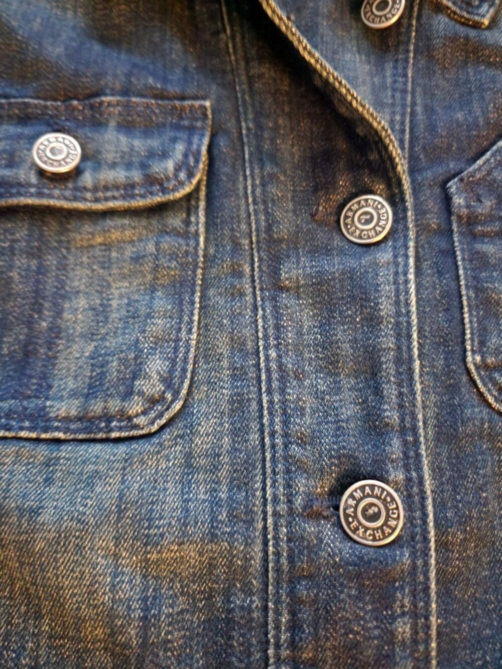 Armani Exchange Women's Blue Denim Studded Long Sleeve Shirt Size XS/TP - Picture 6 of 13